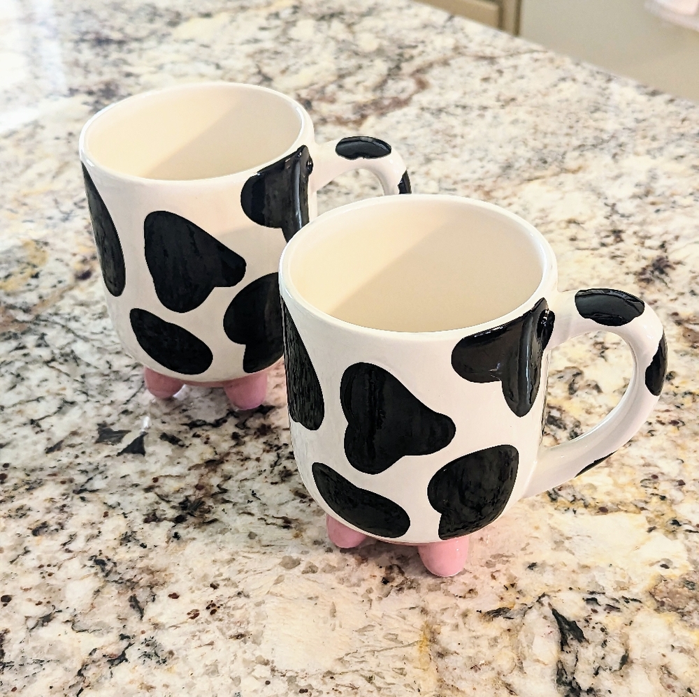 2 Boston Warehouse Cow Coffee Mugs